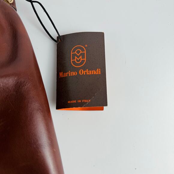 Marino Orlandi Genuine Leather Shoulder Tote Bag Reddish Brown Made in Italy NWT - Picture 4 of 10